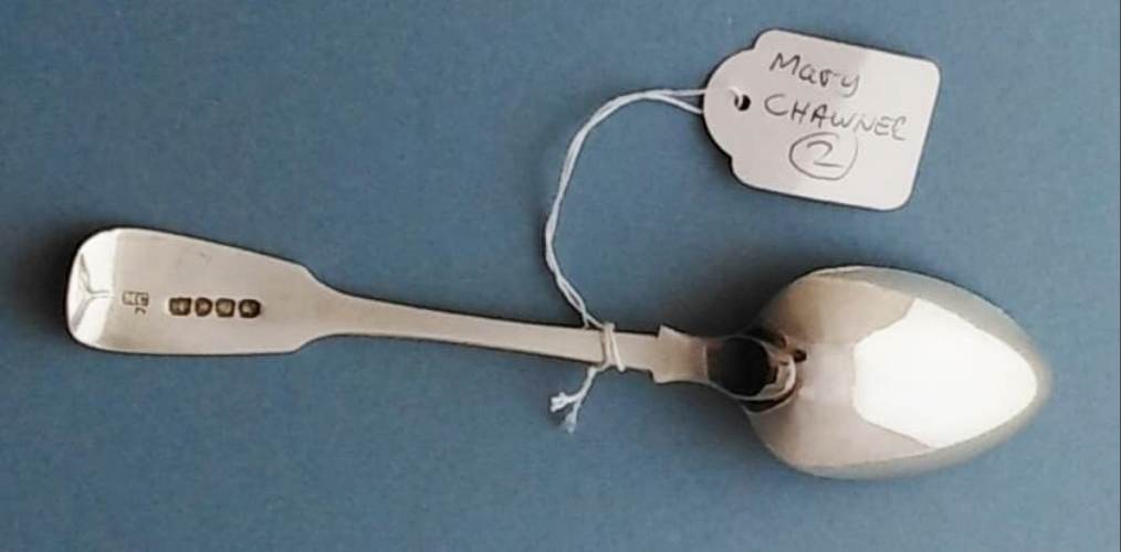 2. 1840 Mary Chawner Sterling Silver Fiddle Back Spoon
